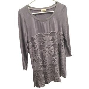 Anthropologie Meadow Rue tunic top blouse womens L lavender purple lace fairy